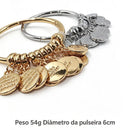 Pulseira Religiosa Os Dez Mandamentos Gravada em Português, Modelo de Discos Interligados, Disponível em Acabamento Dourado e Prata, Bijuteria Cristã Elegante para Uso Diário, Culto e Presente Religioso